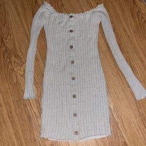 Grey long sleeve shoulder off dress